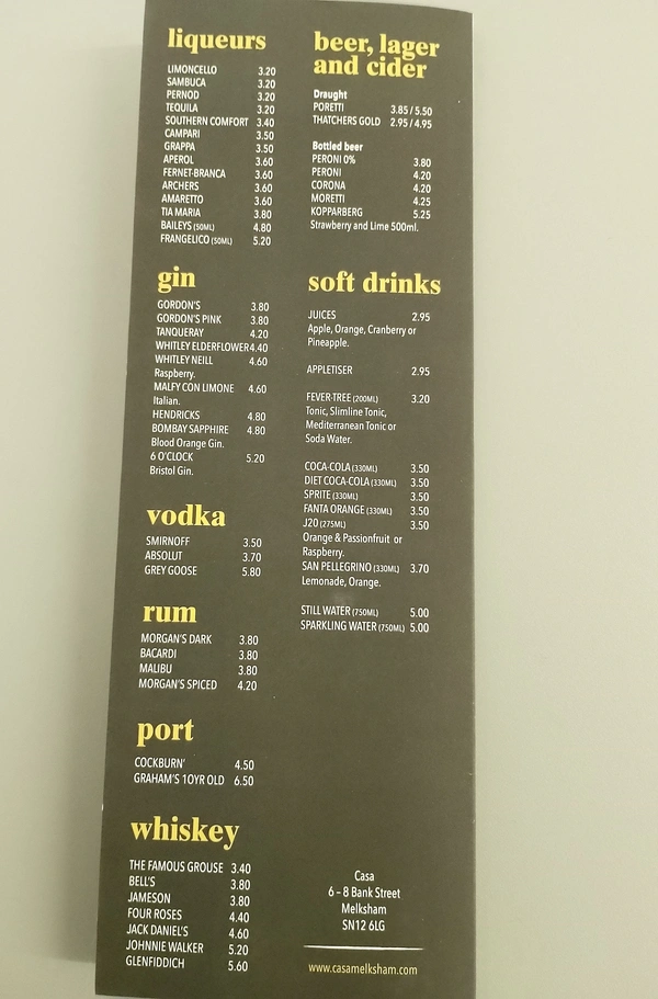  Casa Drinks Menu 2